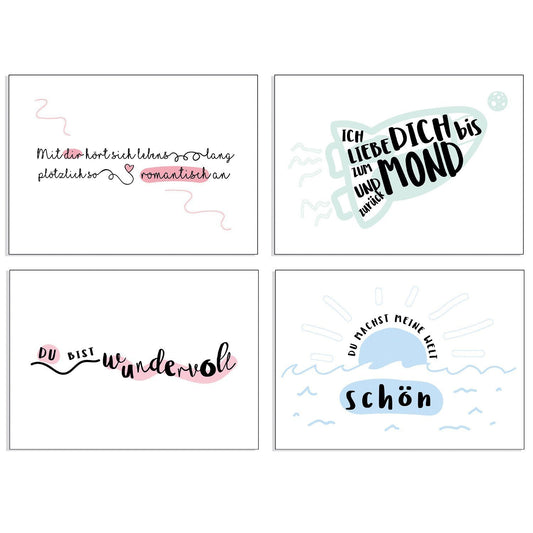Postkarten Set Liebe - Cupcakes & Kisses