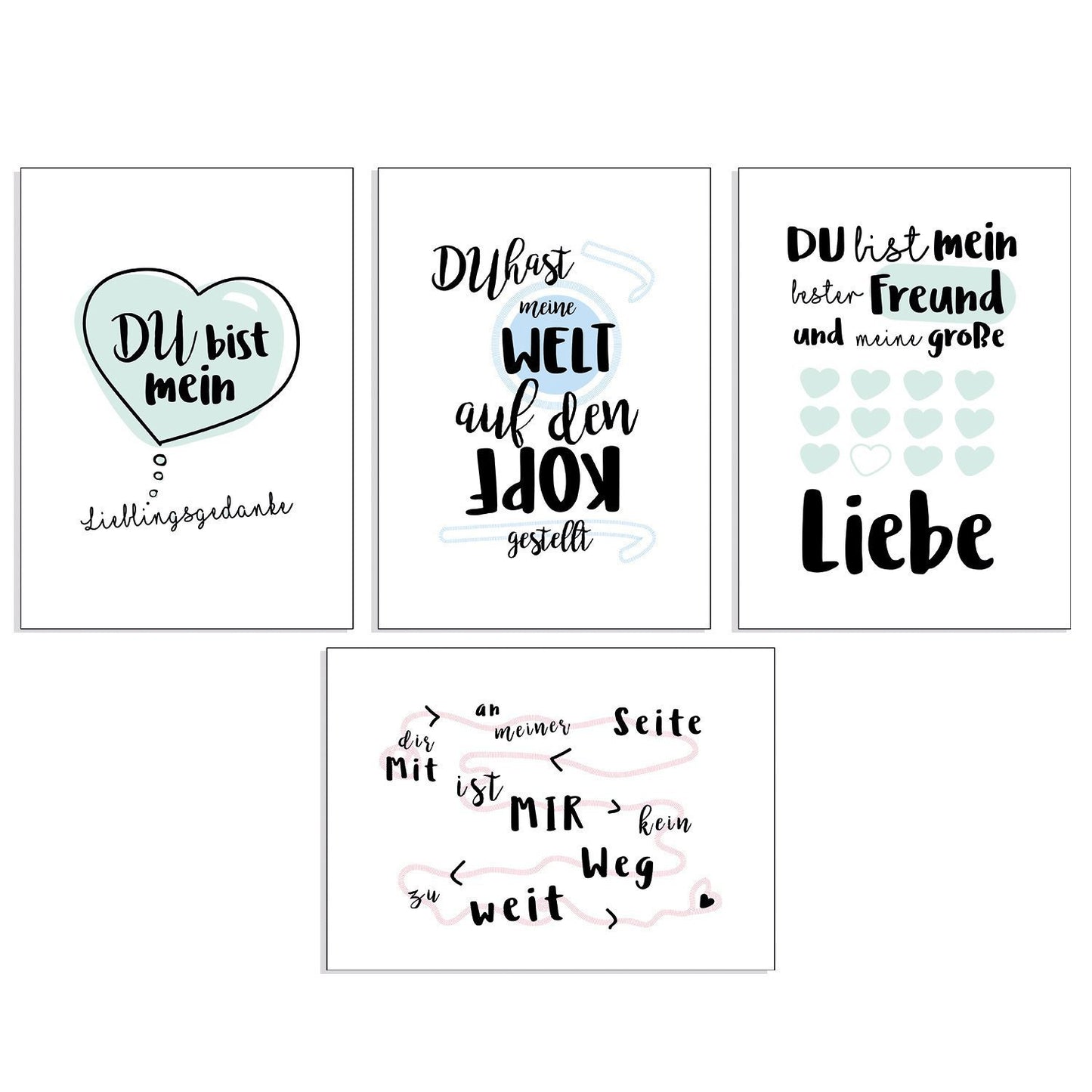 Postkarten Set Liebe - Cupcakes & Kisses