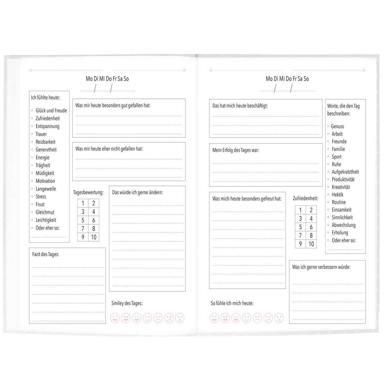 Tagebuch Der Tag in 7 kurzen Fragen Geführtes Journal DIN A5 Diary